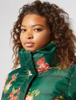 Sale Marina Rinaldi Printed water-repellent padded jacket DARKGREEN