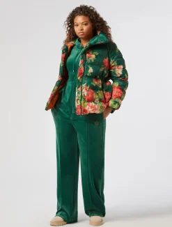 Sale Marina Rinaldi Printed water-repellent padded jacket DARKGREEN