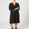 Best Marina Rinaldi Pure wool canvas shirt dress BLACK