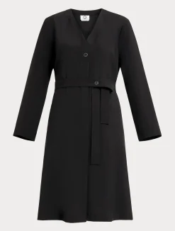 Best Marina Rinaldi Pure wool canvas shirt dress BLACK