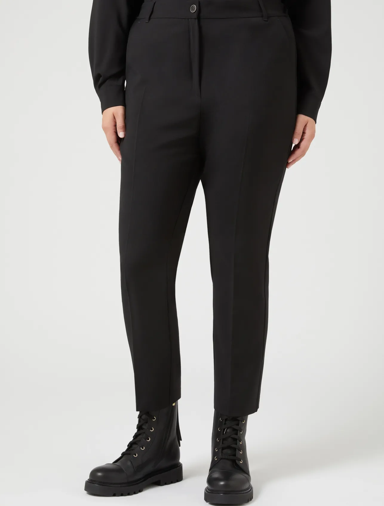 Hot Marina Rinaldi Pure wool canvas trousers BLACK