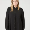 Outlet Marina Rinaldi Pure wool canvas tunic BLACK