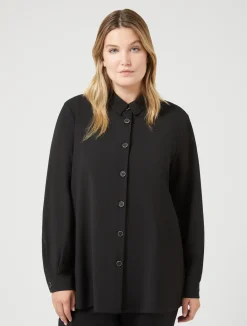 Outlet Marina Rinaldi Pure wool canvas tunic BLACK