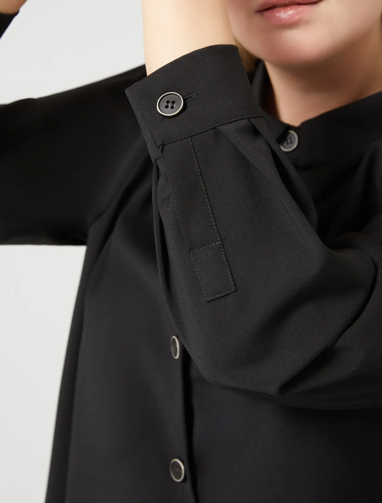 Outlet Marina Rinaldi Pure wool canvas tunic BLACK