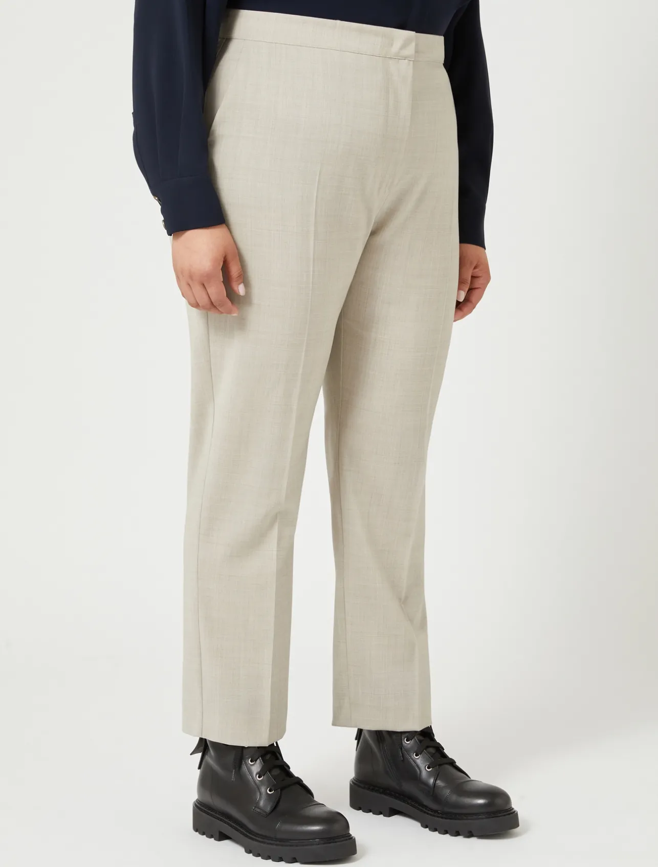 Fashion Marina Rinaldi Pure wool poplin trousers BEIGE