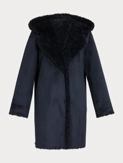New Marina Rinaldi Reversible sheepskin-effect jacket MIDNIGHTBLUE