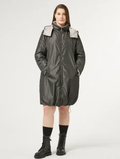 Sale Marina Rinaldi Reversible taffeta padded coat DARKGREY