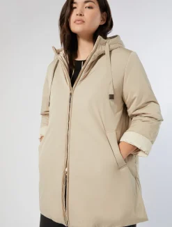 Clearance Marina Rinaldi Reversible water-repellent technical canvas parka BEIGE