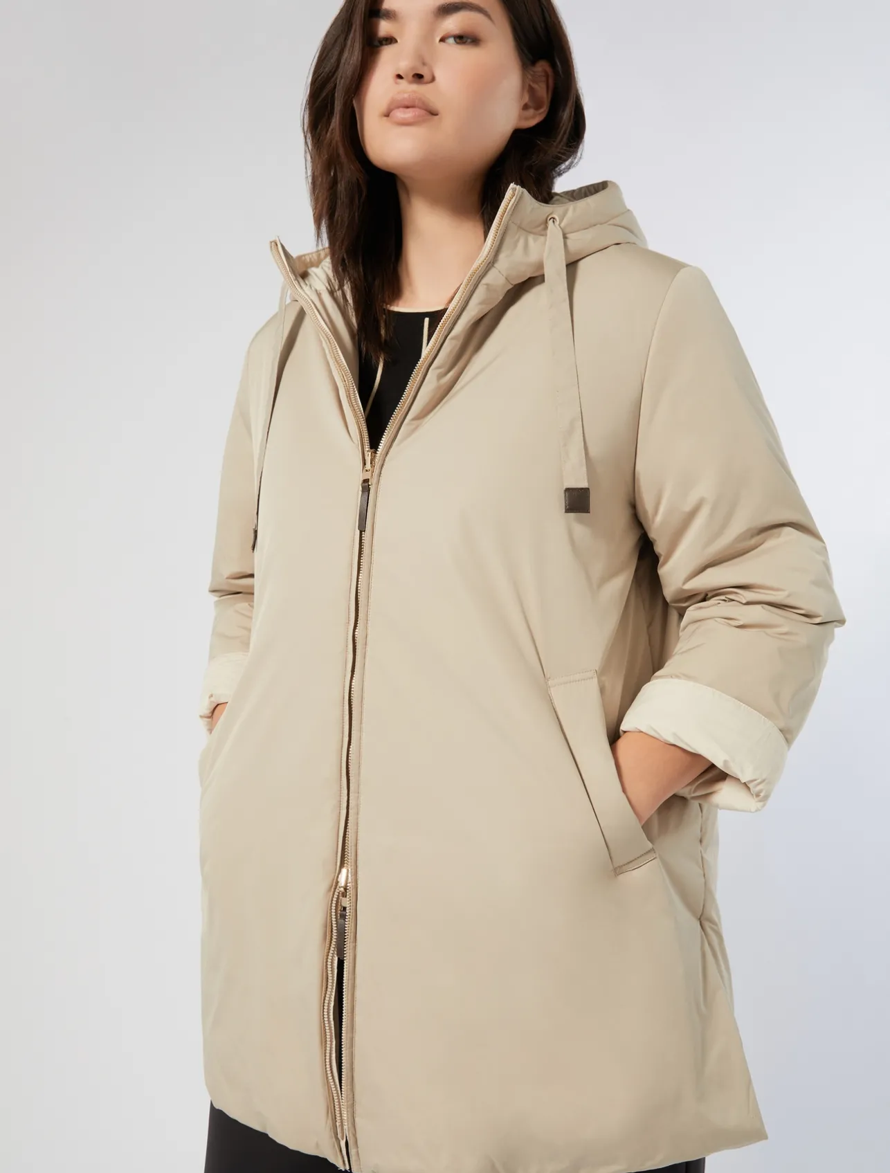Clearance Marina Rinaldi Reversible water-repellent technical canvas parka BEIGE