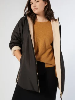 Sale Marina Rinaldi Reversible water-repellent technical canvas parka BLACK