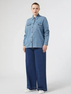 Outlet Marina Rinaldi Rhinestone denim jeans ULTRAMARINE