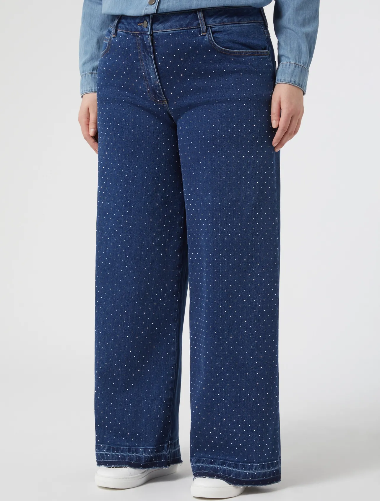 Outlet Marina Rinaldi Rhinestone denim jeans ULTRAMARINE
