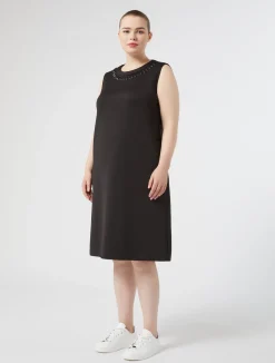 Online Marina Rinaldi Rhinestone scuba dress BLACK