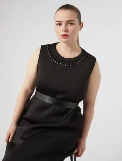 Online Marina Rinaldi Rhinestone scuba dress BLACK