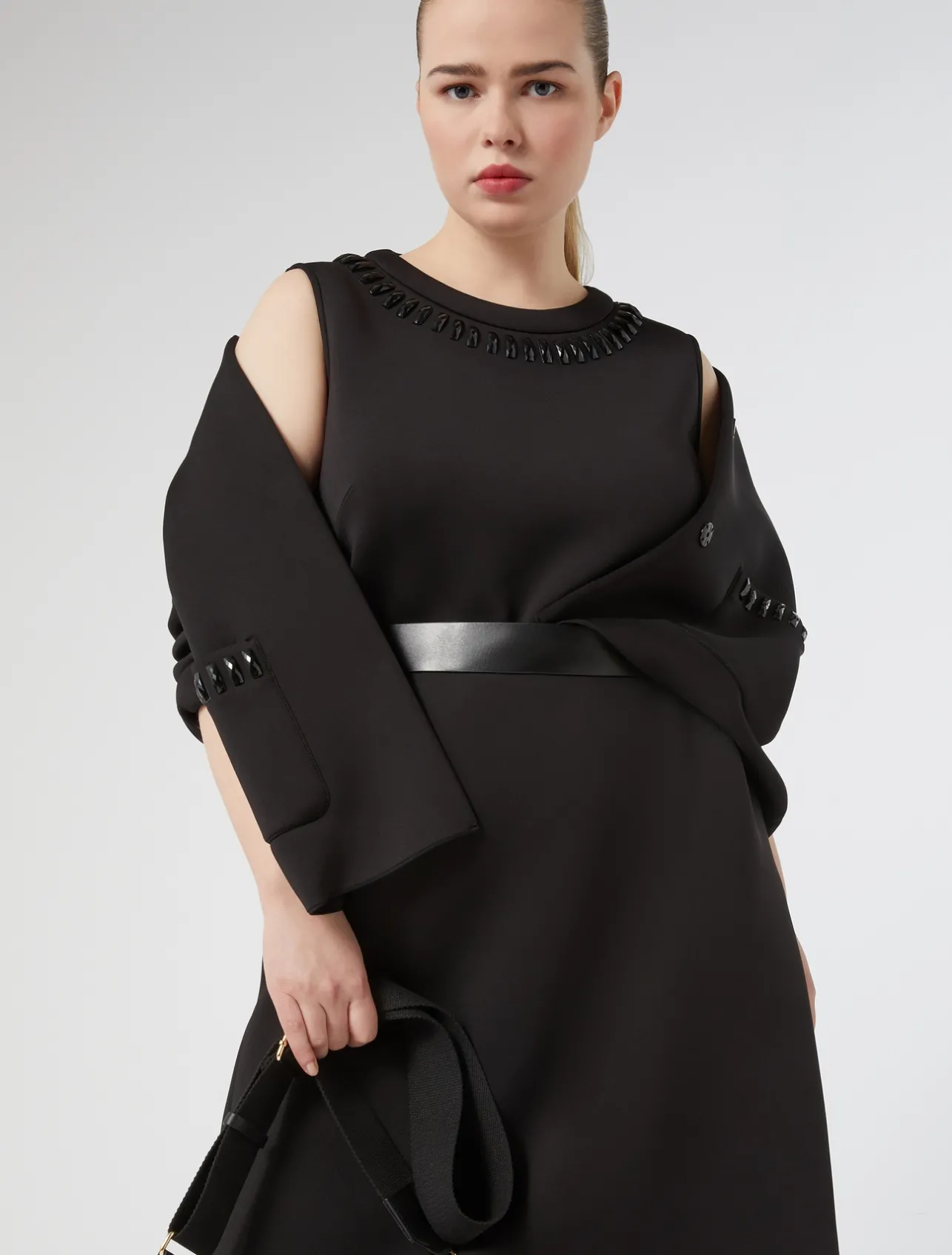 Online Marina Rinaldi Rhinestone scuba dress BLACK