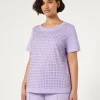 Best Marina Rinaldi Rhinestone-adorned jersey T-shirt LILAC