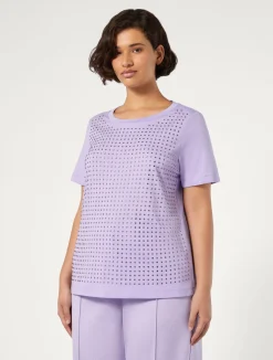 Best Marina Rinaldi Rhinestone-adorned jersey T-shirt LILAC