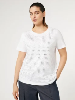 Best Marina Rinaldi Rhinestone-adorned jersey T-shirt OPTICALWHITE