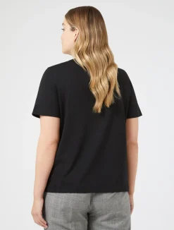 Best Marina Rinaldi Rhinestone-adorned jersey T-shirt BLACK