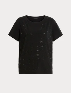 Best Marina Rinaldi Rhinestone-adorned jersey T-shirt BLACK