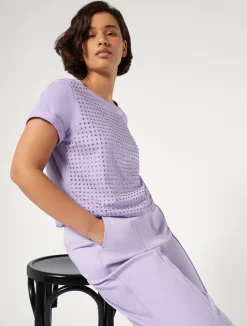 Best Marina Rinaldi Rhinestone-adorned jersey T-shirt LILAC