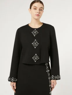 Hot Marina Rinaldi Rhinestoned cady jacket BLACK
