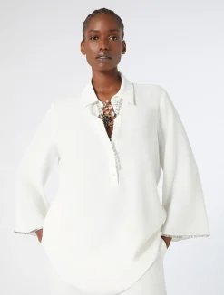 Discount Marina Rinaldi Rhinestoned cady tunic WHITE