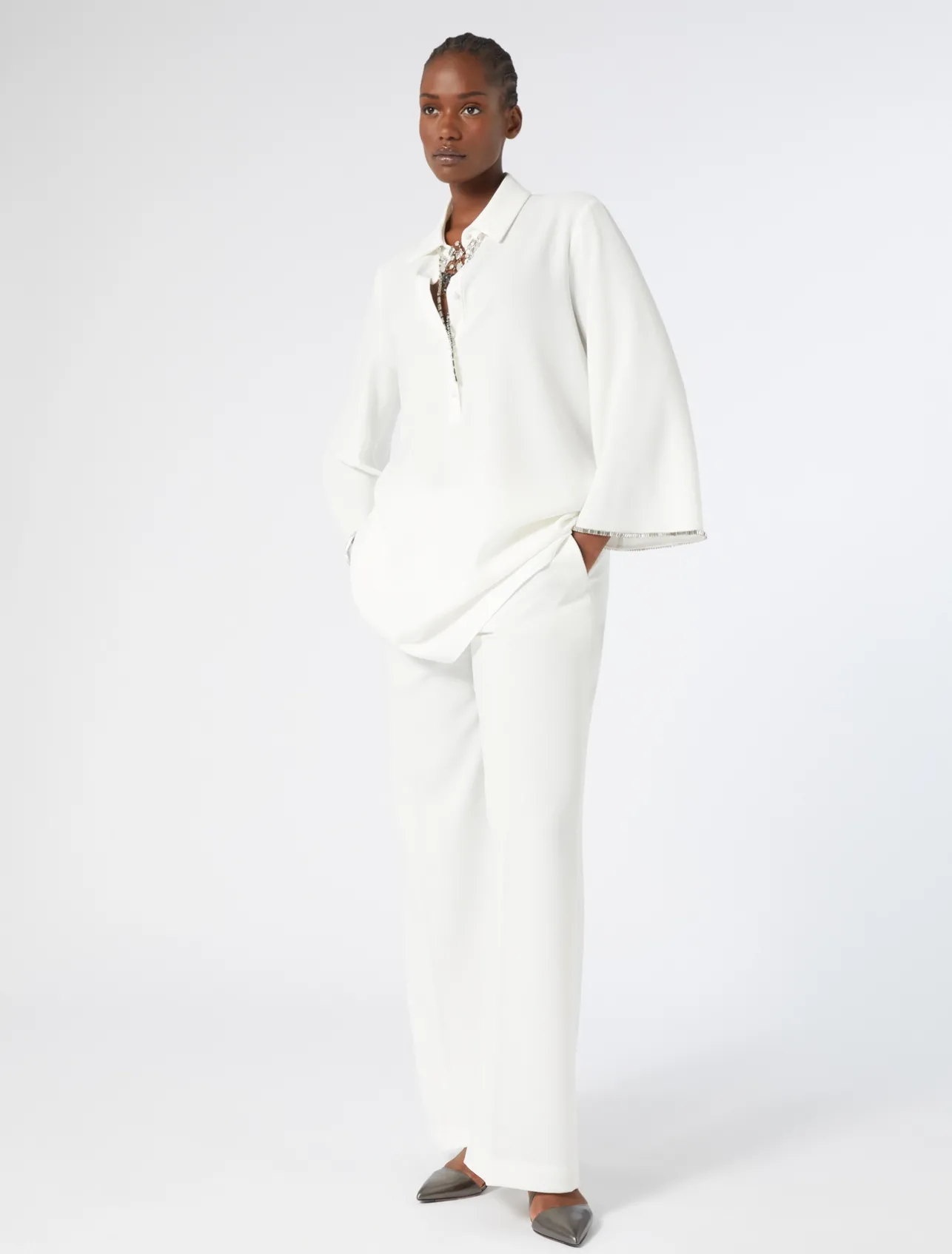 Discount Marina Rinaldi Rhinestoned cady tunic WHITE