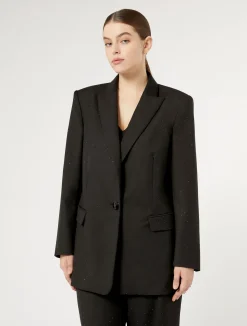 Online Marina Rinaldi Rhinestoned twill blazer BLACK