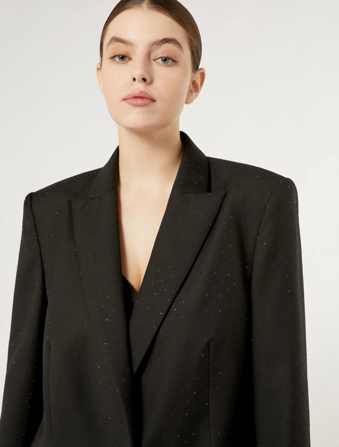 Online Marina Rinaldi Rhinestoned twill blazer BLACK
