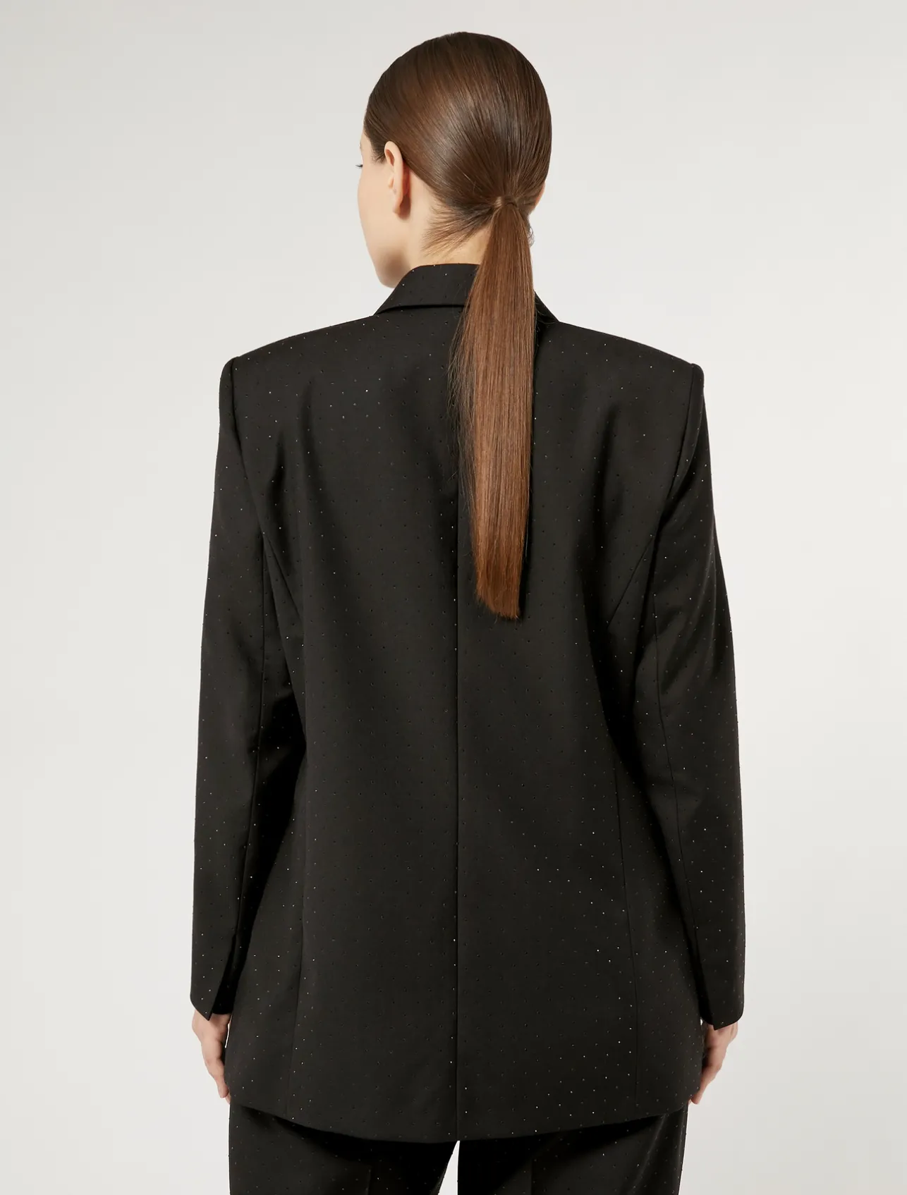 Online Marina Rinaldi Rhinestoned twill blazer BLACK