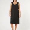 Clearance Marina Rinaldi Rhinestoned twill dress BLACK