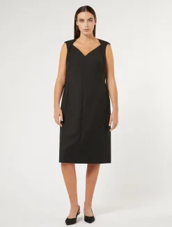 Clearance Marina Rinaldi Rhinestoned twill dress BLACK