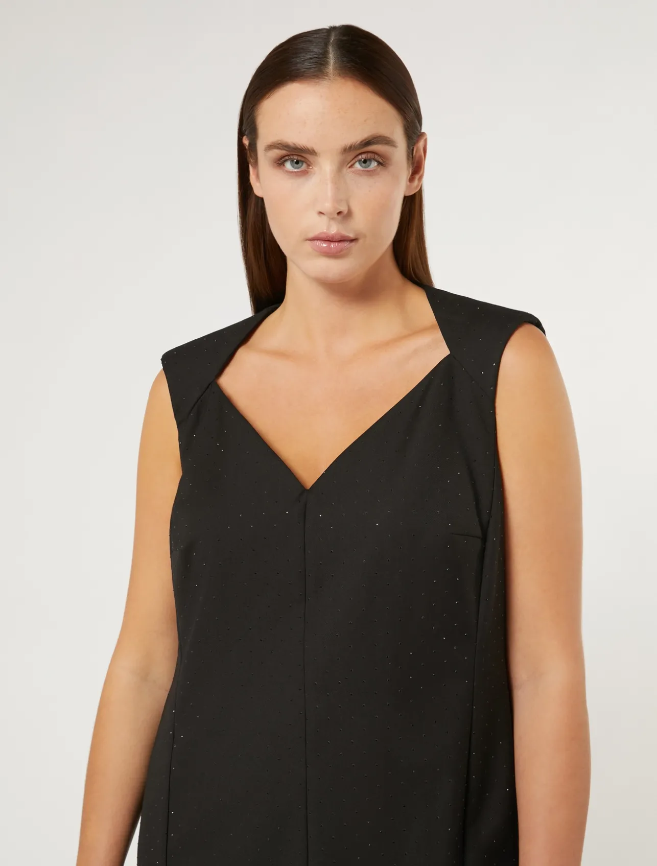 Clearance Marina Rinaldi Rhinestoned twill dress BLACK