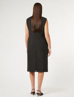 Clearance Marina Rinaldi Rhinestoned twill dress BLACK