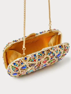 Discount Marina Rinaldi Rhinestones and cabochon clutch GOLD