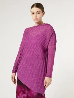 Sale Marina Rinaldi Ribbed asymmetric sweater PINK