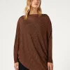 Fashion Marina Rinaldi Ribbed asymmetric sweater CARAMEL