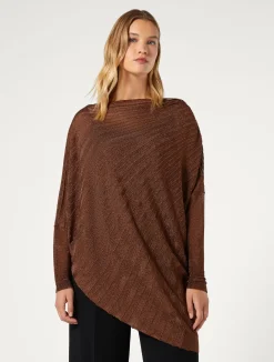 Fashion Marina Rinaldi Ribbed asymmetric sweater CARAMEL