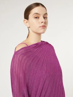 Sale Marina Rinaldi Ribbed asymmetric sweater PINK