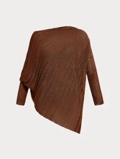 Fashion Marina Rinaldi Ribbed asymmetric sweater CARAMEL