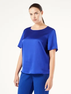Sale Marina Rinaldi Satin blouse CORNFLOWERBLUE