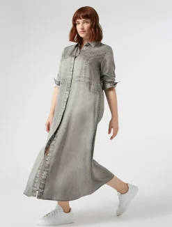 Online Marina Rinaldi Satin shirt dress MEDIUMGREY