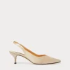 Outlet Marina Rinaldi Satin sling-back court shoes BEIGE