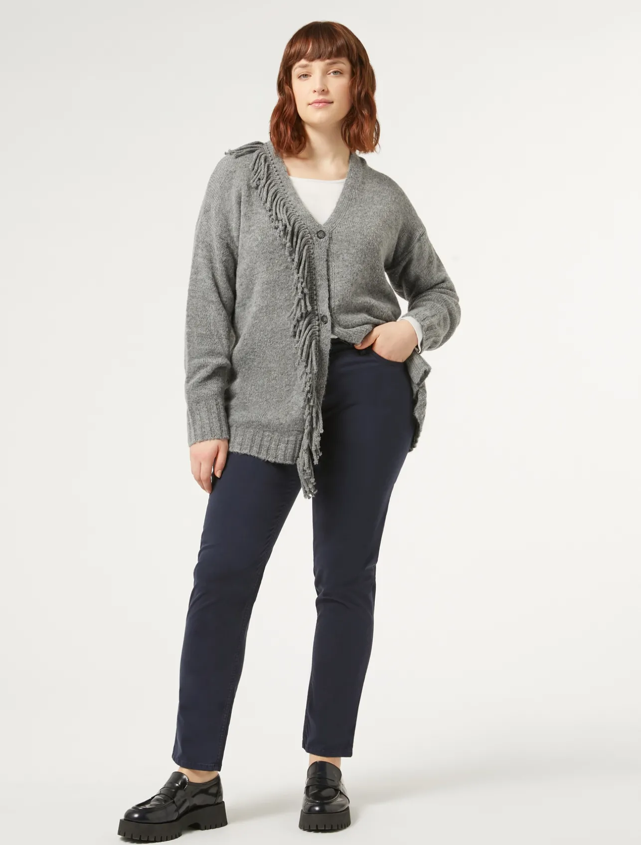 Discount Marina Rinaldi Satin trousers MIDNIGHTBLUE