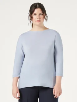Fashion Marina Rinaldi Seamless wool sweater LIGHTBLUE
