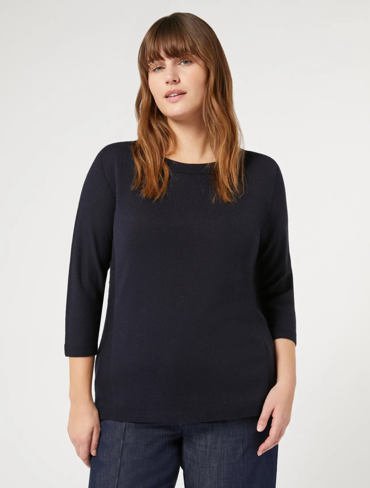 New Marina Rinaldi Seamless wool sweater MIDNIGHTBLUE