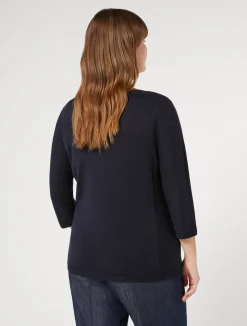 New Marina Rinaldi Seamless wool sweater MIDNIGHTBLUE