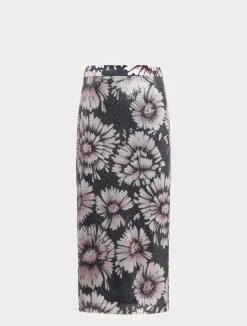 Online Marina Rinaldi Sequin and satin skirt MIDNIGHTBLUE