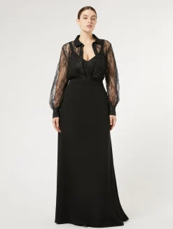Discount Marina Rinaldi Sequinned lace shirt BLACK